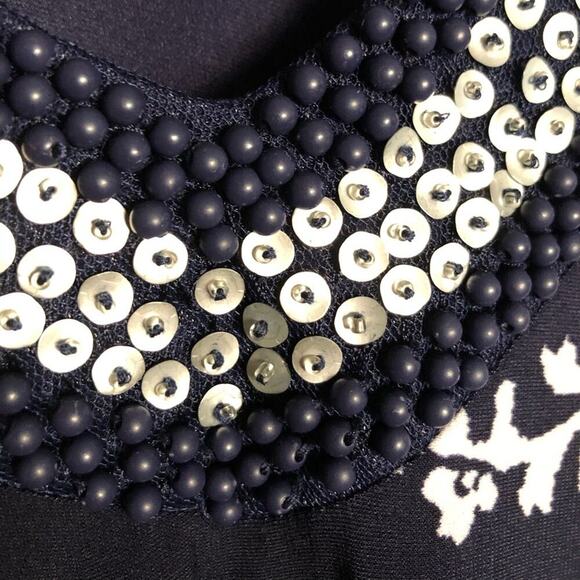 Just My Size JMS Paisley Navy Blue Beaded Maxi Dress - Picture 2 of 6